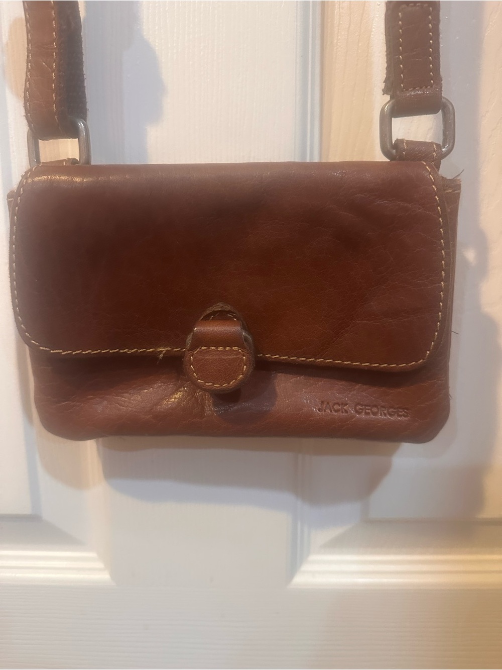Jack Georges Brown Leather Crossbody Bag — Compact Everyday Carry